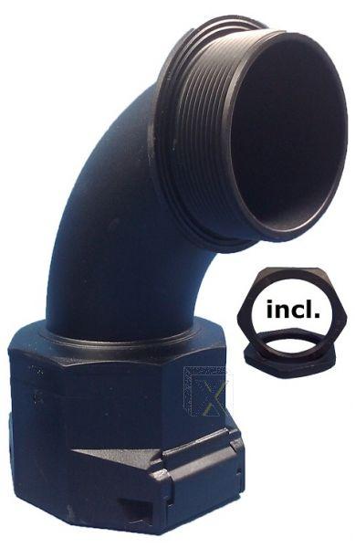 Wellrohr Verschraubung  M25 auf NW23 metrisch Bogen Winkel 90°