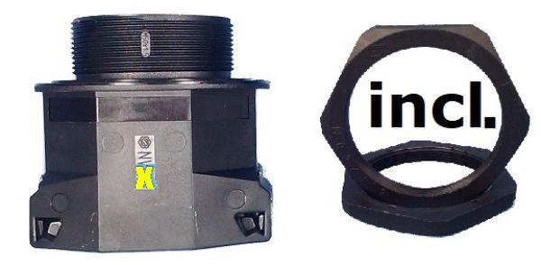 Straight M20 screw connection metric on corrugated pipe NW17 with locknut