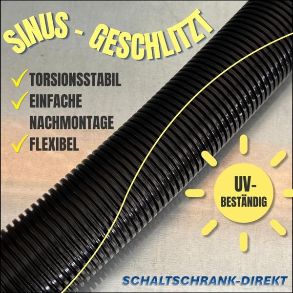 Outdoor-Wellrohr UV-beständig schwarz geschlitzt