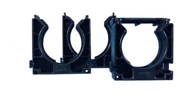 Wellrohrhalter NW37 grau anreihbar mit Deckel
