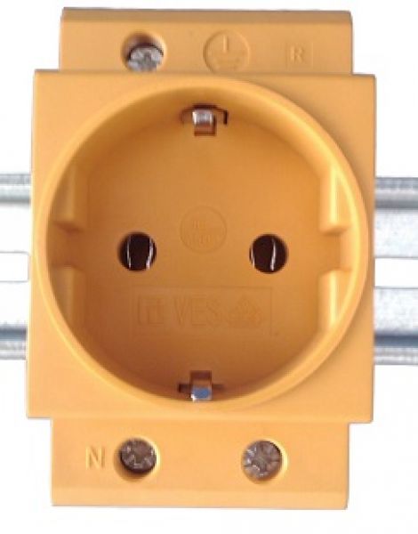 Verteiler Einbausteckdose 230V 16A VDE gelb