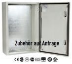 kleiner Metall Schaltschrank 380x380x210 mm HBT RAL7035 1-türig IP66 mit verzinkter Metall-Montageplatte und Erdungsband